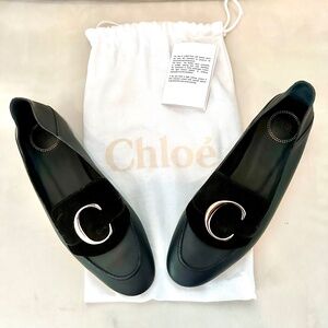 Chloe Women's Black Leather Loafers size 39 euro (8.5 US)-- New w/o box